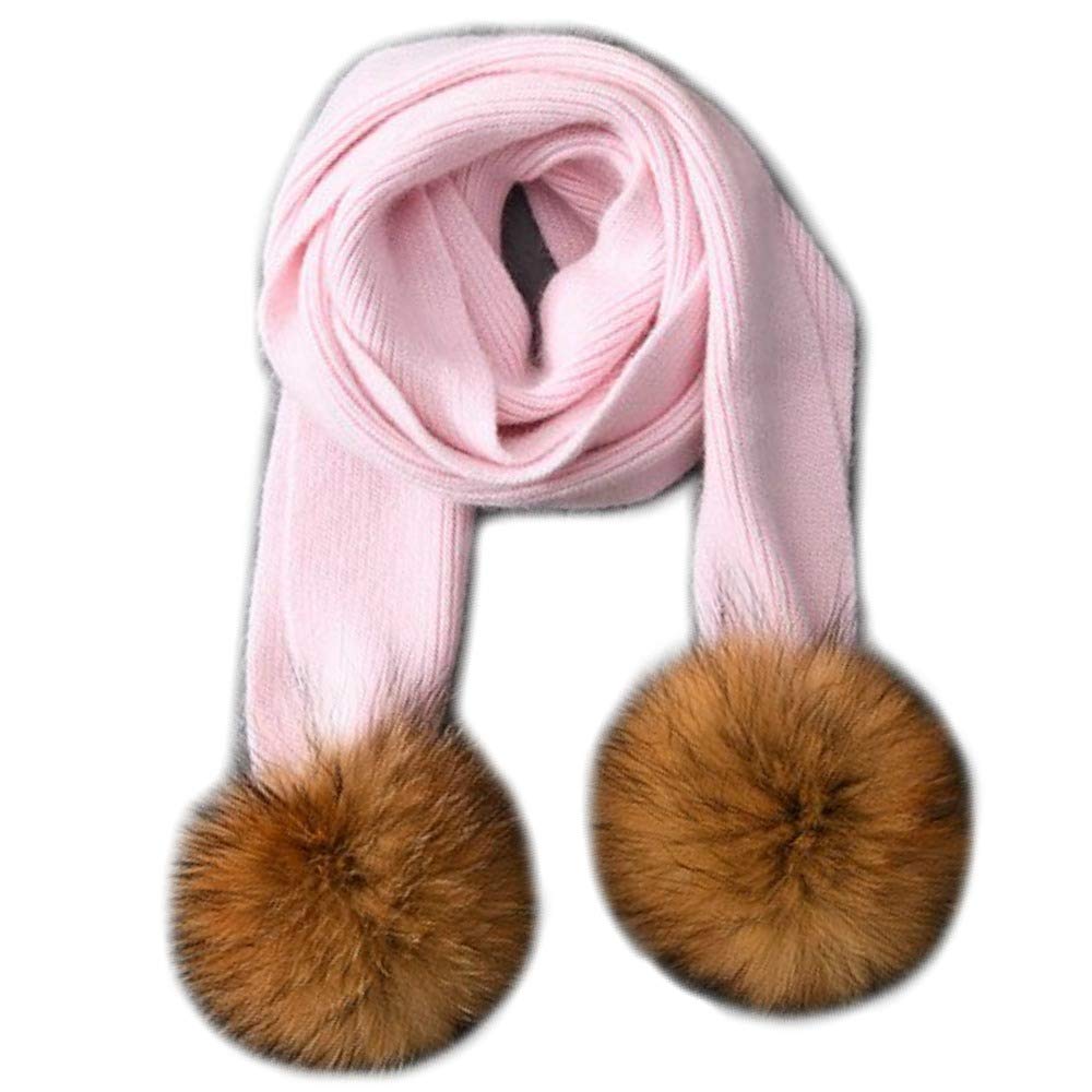 Juego de gorro y bufanda mixto cachemir con pompón de piel auténtica para niños de 1 a 4 a 5 años ROSA 4 PON PON BEIGE Talla única