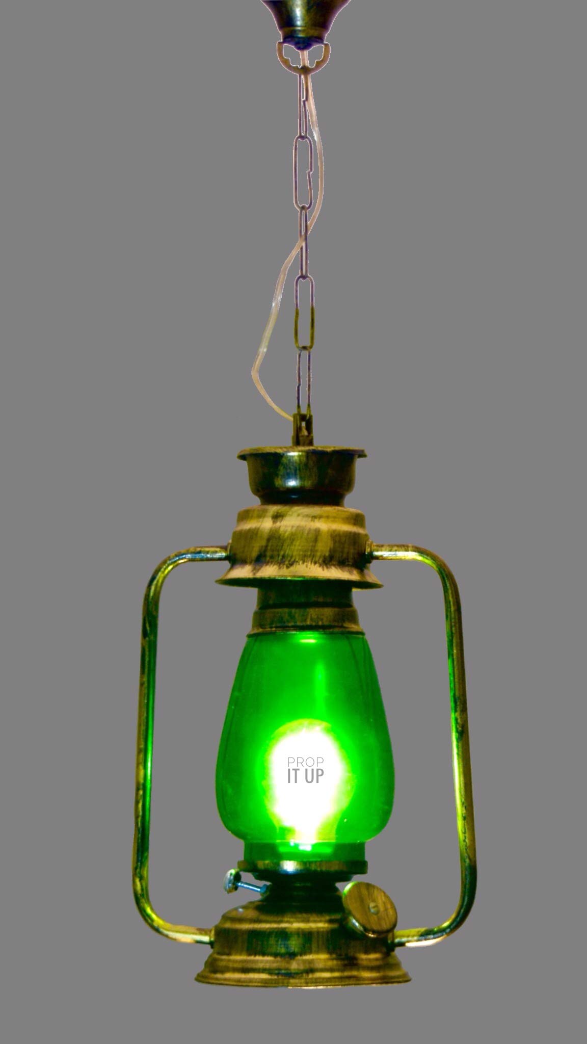 Prop It Up Retro Style Lantern (Hanging, Antique+Green)