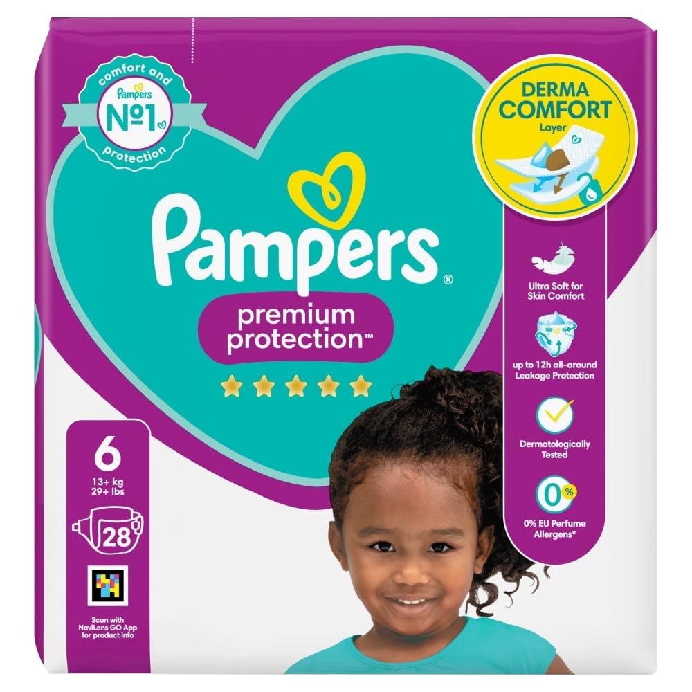 Pampers Premium Protection Size 6, 13 kg + Essential Pack, 28 Nappies