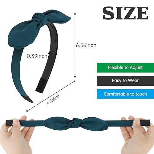 Miniatura 9 de Paquete de 6 diademas para mujer, diademas florales con lazo para niñas, diademas anudadas con dientes, diademas para niñas de 8 a 12 años,