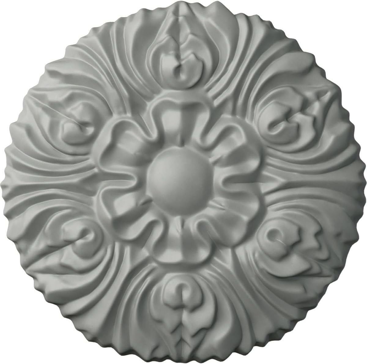 Primed Floral Round Rosette 3 7/8" Diameter