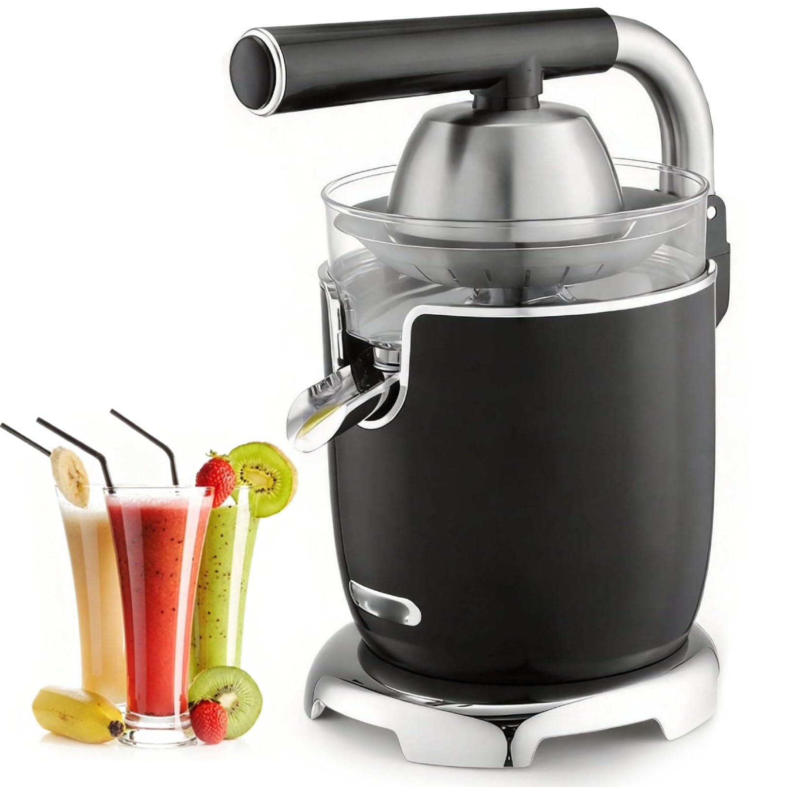 Máquina Exprimidora de Cítricos Eléctrica, Exprimidor de Naranjas | Con 2 Conos y Pico Antigoteo, Exprimidor Automático de Limón de 700 W, Fácil de Limpiar Para Hogar, Cafetería, Bar