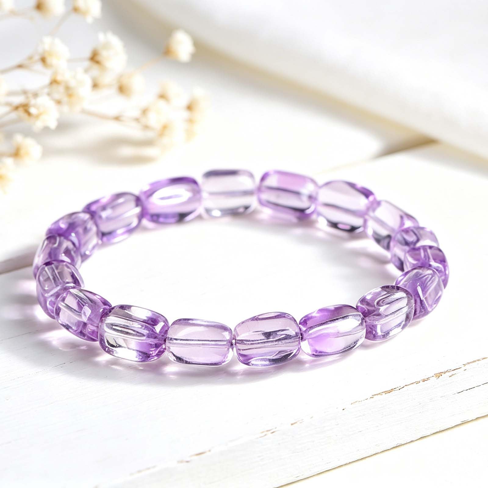 Pulsera de Cuentas de Tubo de Forma Libre facetada de Amatista