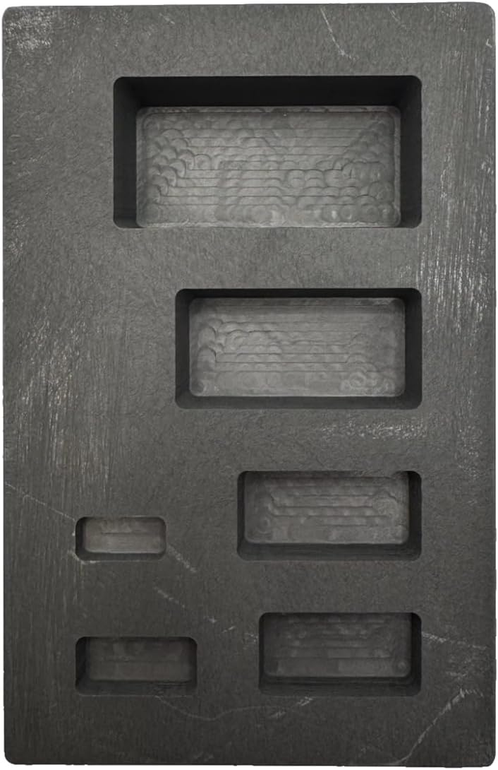 Graphite Ingot Mold For Casting (6) Cavity 1/4 oz,1/2 oz,1 oz,2 oz,5 oz, and 10 oz Gold Bars