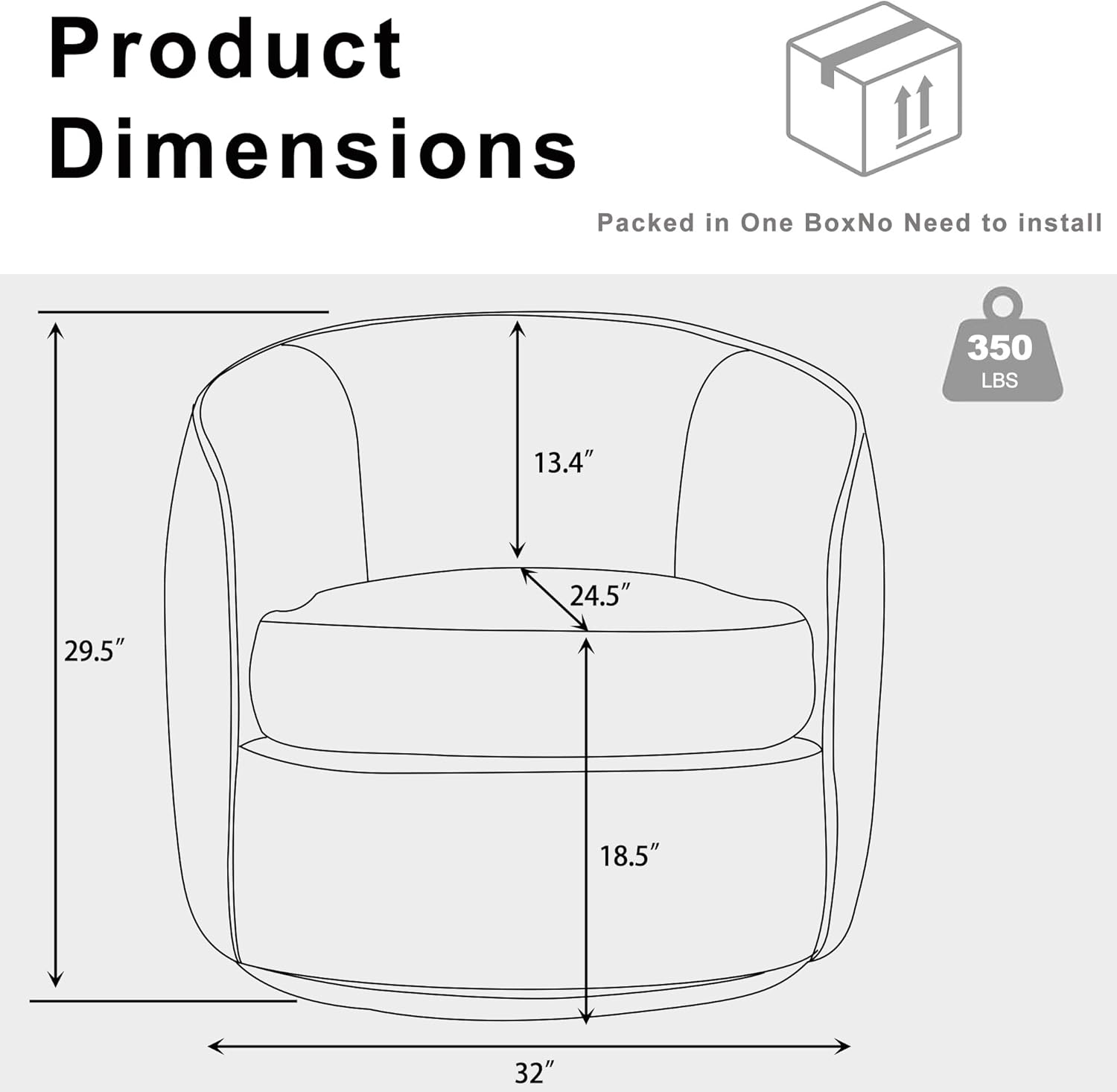 Swivel Barrel Chairs ，32 Inches Wide No Assembly Round Upholstered Armchairs Accent Chairs Single Sofa Chair for Living Room (Light Brown, Set of 1)
