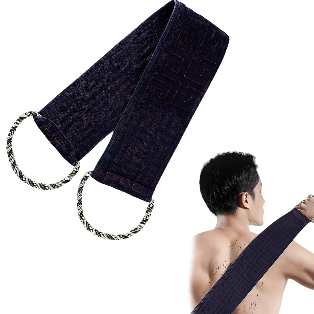 XUKZIMA Exfoliating Back Scrubber for Shower 38 Inches Back Scrubber with Handles Washcloth Body Exfoliator Bath Tool for Use in Shower Double-Sided Back Washer to Deep Clean Your Body for Men & Women