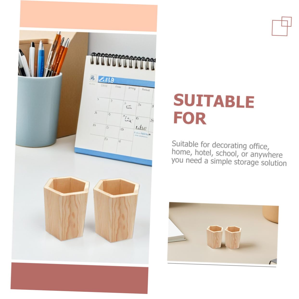 DOITOOL 8 Piezas Portalápices de Madera de Unidades Soporte Multifunción para Bolígrafos y Pinceles Organizador Estable para Oficina y Papelería Decoración Elegante para Escritorio
