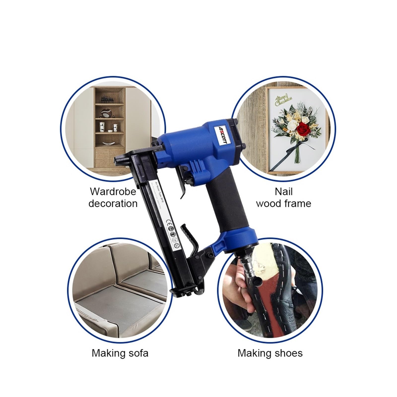 Pistolet pneumatyczny do gwoździ, 21ga 1000 Pneumatic Air Stapler - Fine Stapler Gun For Furniture Nailer Woodworking - Compressed Air Tool With Pieces Of Nails,Narzędzia pneumatyczne do sprężarek(GP