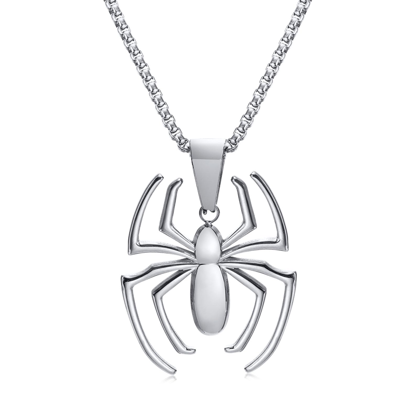 Pająk wisiorek naszyjnik ze stali nierdzewnej Spiderman naszyjniki łańcuszek, srebrny/złoty/czarny pająk amulet Halloween biżuteria zwierzę akcesoria dla fanów pająków mężczyzn kobiet chłopców