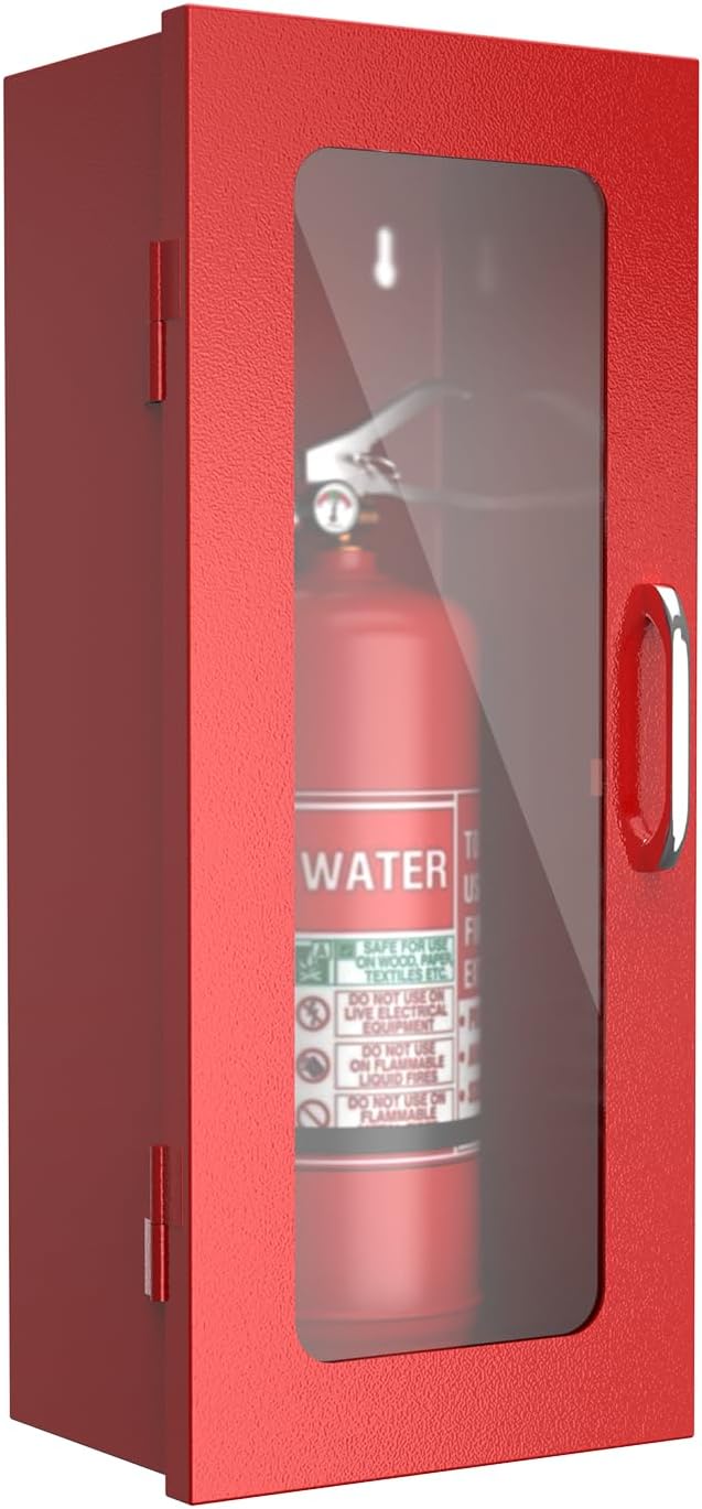 Fire Extinguisher Cabinet for 10 lb Extinguisher, Wall Mount Steel Metal Enclosure for Indoor & Outdoor Use, 24-3/4" H x 10-1/4" W x 6-3/4" D