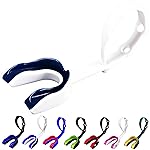 Oral Mart Strapped Youth Mouth Guard for Kids (White/Navy Blue) - Sports Mouthguard with Connected Strap for Football, Ice Hockey, Lacrosse, Taekwondo