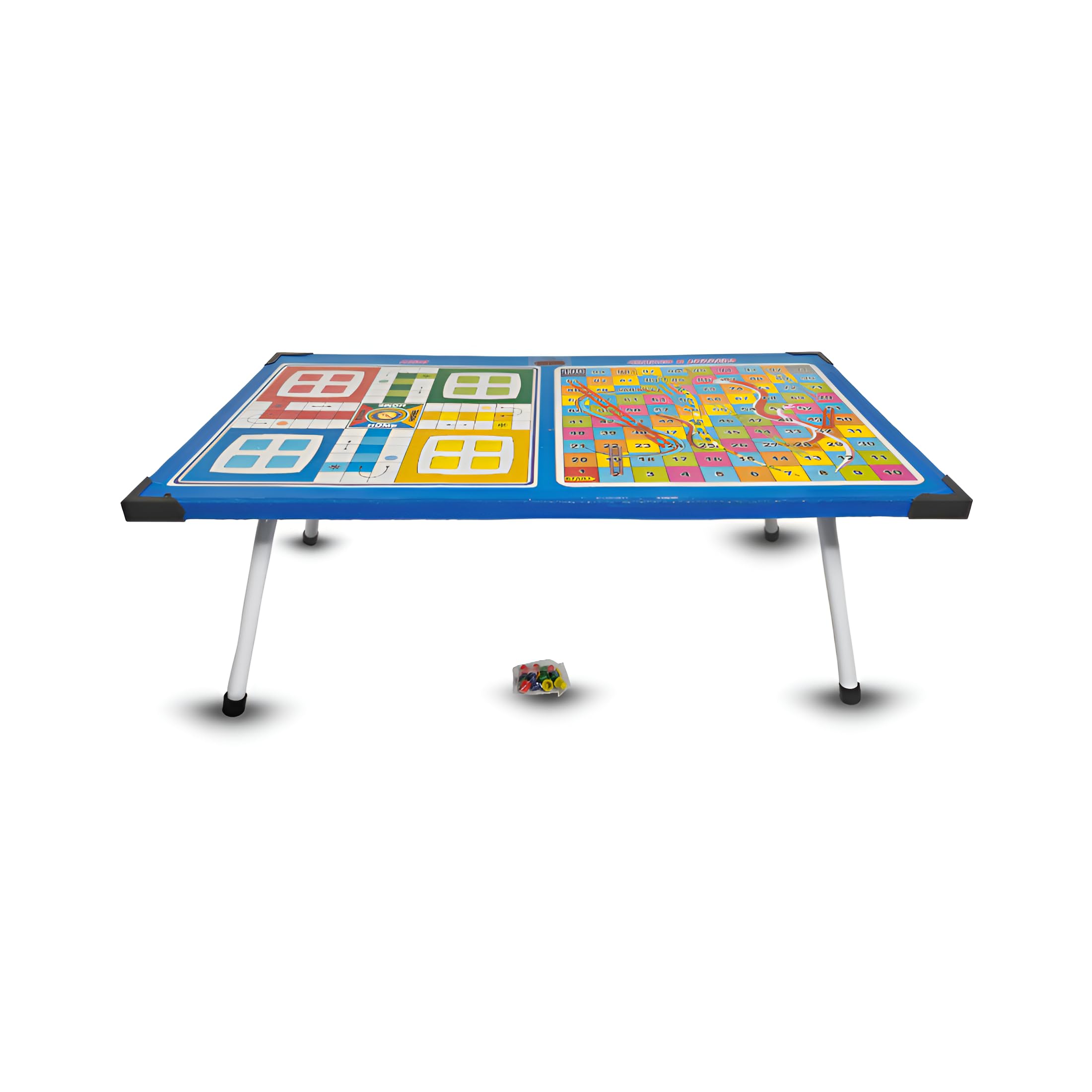 SNKM® - Wooden Study Table Engineered Wood with Gaming Kit Foldable Leg Heavy Duty | Learning Gaming Folding Function Bed Table with Luddo Snake and Ladder Game (Multicolour, Large Size, Pack of 1)-image-31
