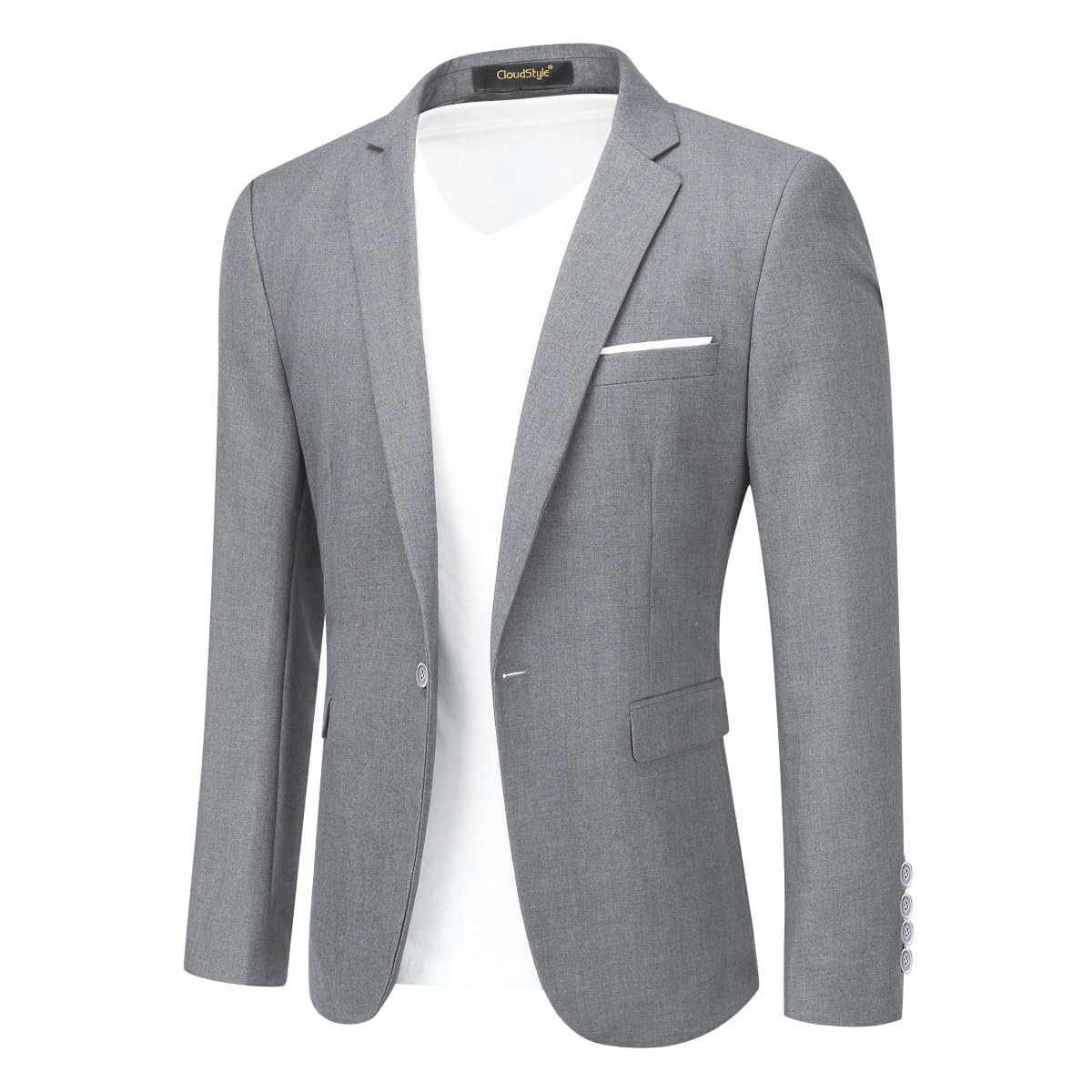 cloudstyle Men's Suit Jacket One Button Slim Fit Sport Coat Business Daily Blazer Light Grey-picture-31