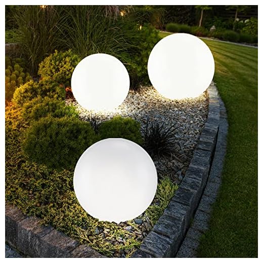 3er Set LED Außen Solar Kugel Leuchten Garten Beleuchtung Rasen Blumenbeet Steck Lampen 1x 20 cm und 2x 25 cm