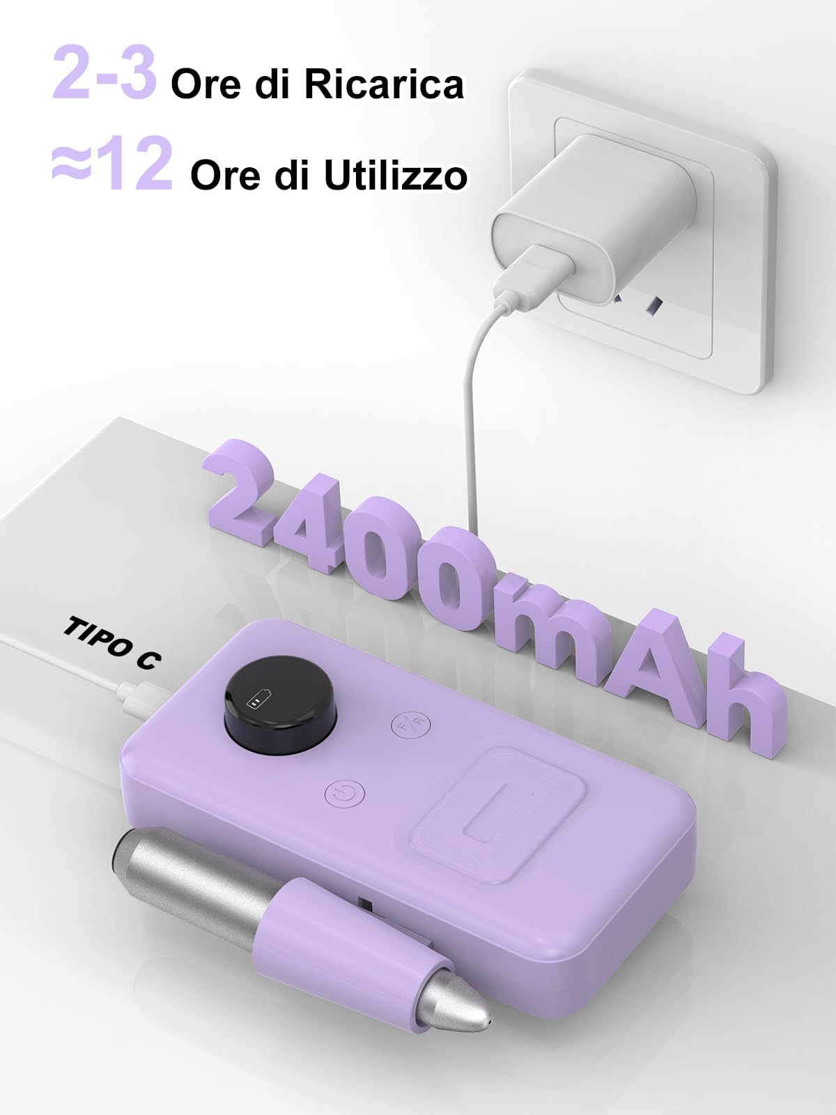 COPPA Fresa per Unghie Professionale, NDK106 Lima Elettrica per Unghie con 12 Punte 31 Bande, 45000 RPM Velocità Regolabile & 2 Direzioni Nail Drill Kit per Rimozione Gel/Smalto, Casa & Salone