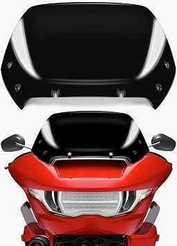 10" Wave Windshield Windscreen Wind Splitter Compatible with Harley Davidson Touring CVO Road Glide FLTRXSE 2023-up,CVO Road Glide ST FLTRXSTSE 2024-up,Road Glide FLTRX 2024-up Black