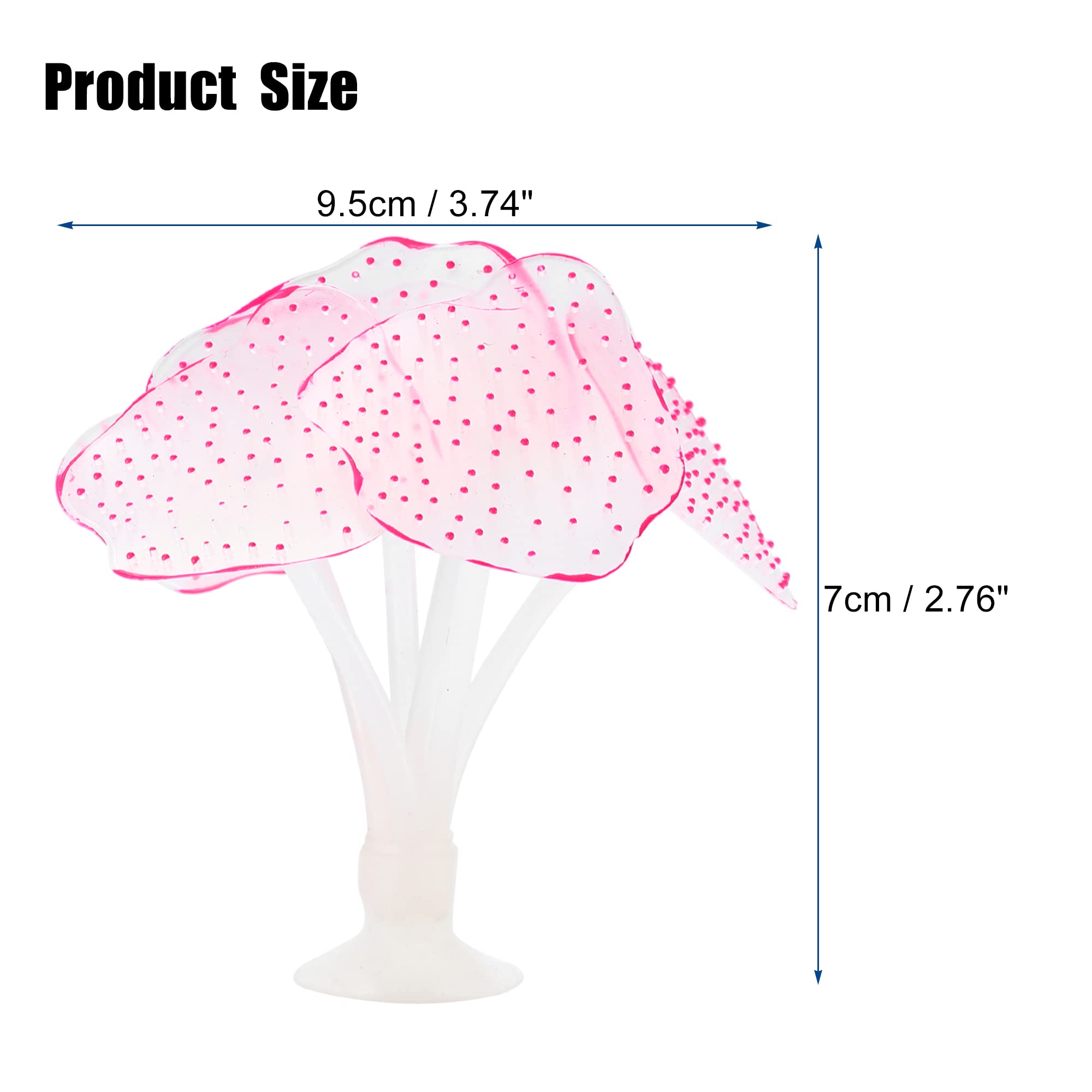 VOCOSTE Silicone Glowing Aquarium Simulation Coral with Sucker, Pink, 1Pcs, 9.5x9x7cm - Image 4
