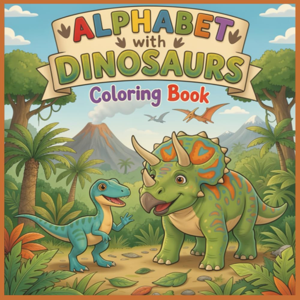 Alphabet with Dinosaurs Coloring Book: Educational Coloring Pages with Dinosaurs and Alphabets for Ages 3 and up