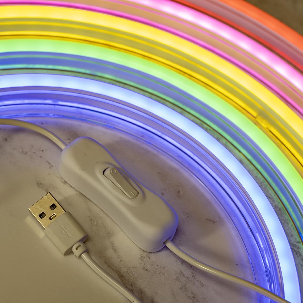 TRIXES Neon Rainbow LED Light Up Sign - Large 38cm Indoor Wall Decoration for Bedrooms Living Room Decor - USB Powered - Image 4