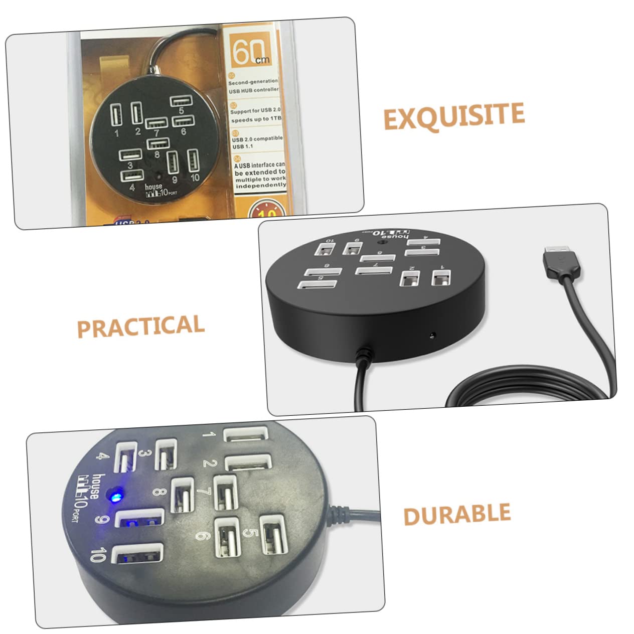 BRIGHTFUFU Multi USB Port Expander for USB Hub Extension 10 Port