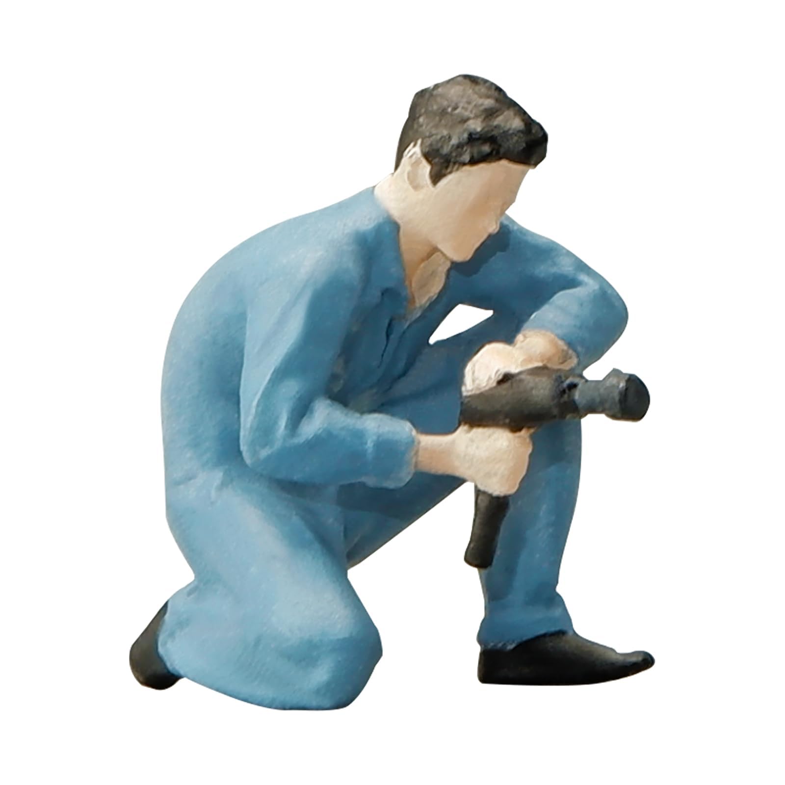 Scenpoch 1:64 Scale Hand-Drawn Miniature Figure Car Mechanic - Realistic Garage Scene Figure (Crouching Pose) for Model car displays, Diorama Props,