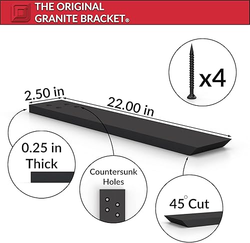 Miniatura 8 de Soporte de estante flotante de granito oculto para pared de rodilla de alta resistencia, 1 unidad, 16 pulgadas, proyectos de bricolaje, fabricado
