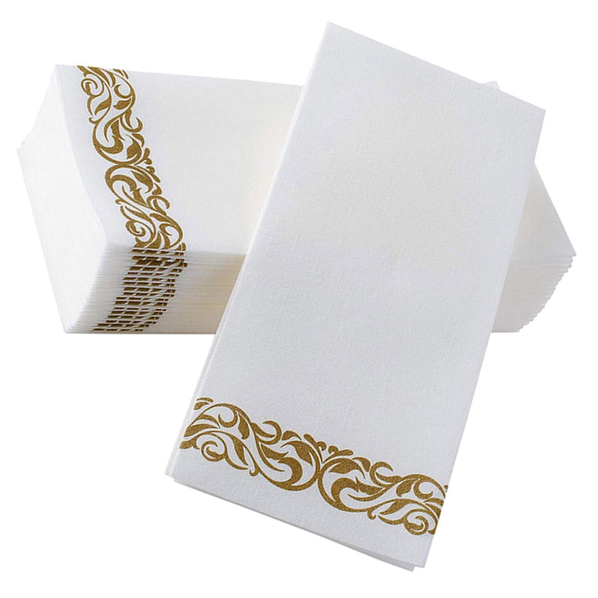 50 Stück Goldene Papier servietten mit Blumenmuster Einweg tischservietten für Hochzeit Party Festliche Stilvolle Dekoration für Empfang und Feier