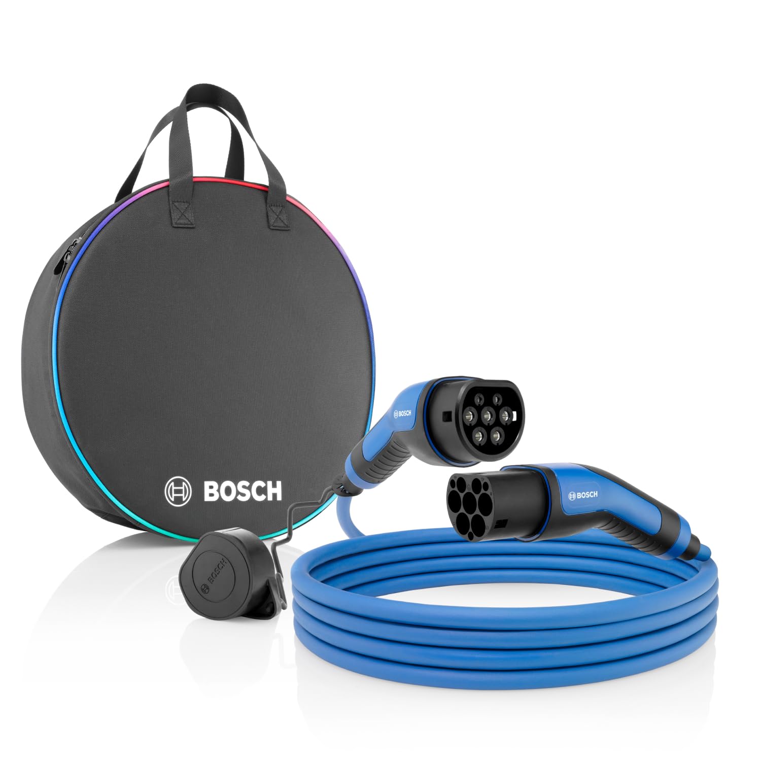 Bosch Cable de Carga EV - 22 kW, 5 Metros, trifásico, 32 A | cable resistente para vehículos eléctricos e híbridos enchufables - tipo 2 a tipo 2, modo 3 - incluye bolsa de transporte