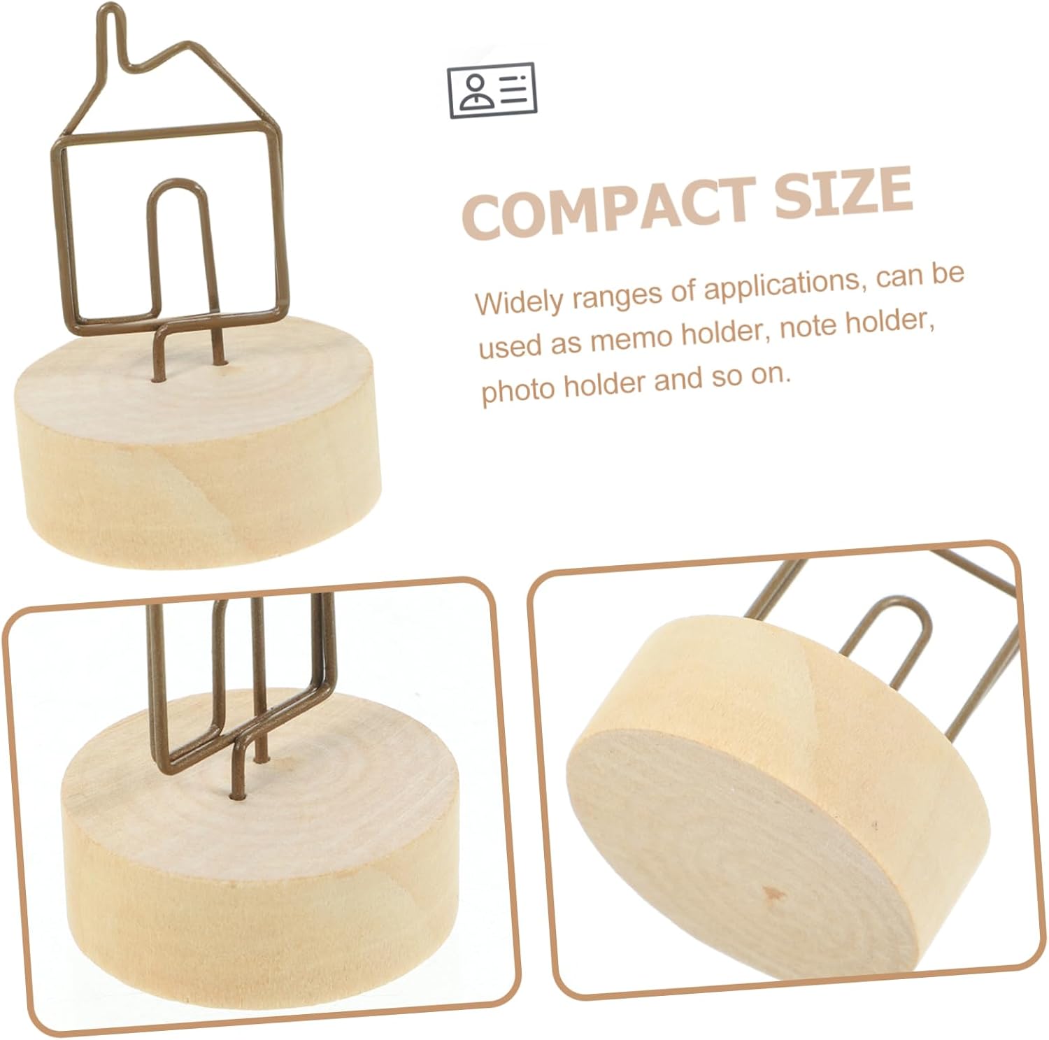 4Pcs Multi Function Desktop Photo Clips Wooden Memo Clamps for Table Decor Name Card Holders Menu Displays and Party Centerpieces