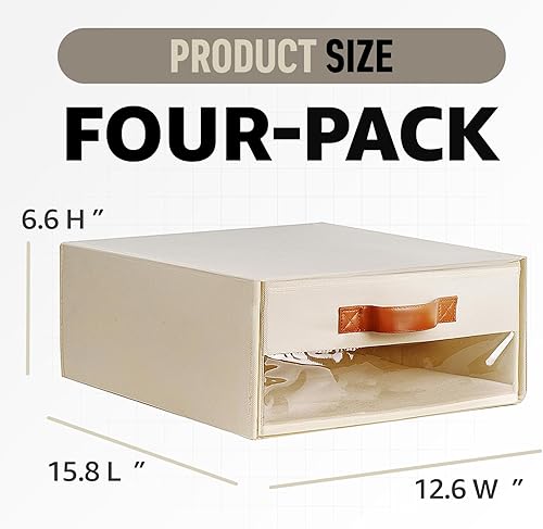 Miniatura 3 de Organizadores y almacenamiento de armario, paquete de 4 cajones de almacenamiento apilables transparentes, contenedores organizadores de cajones de