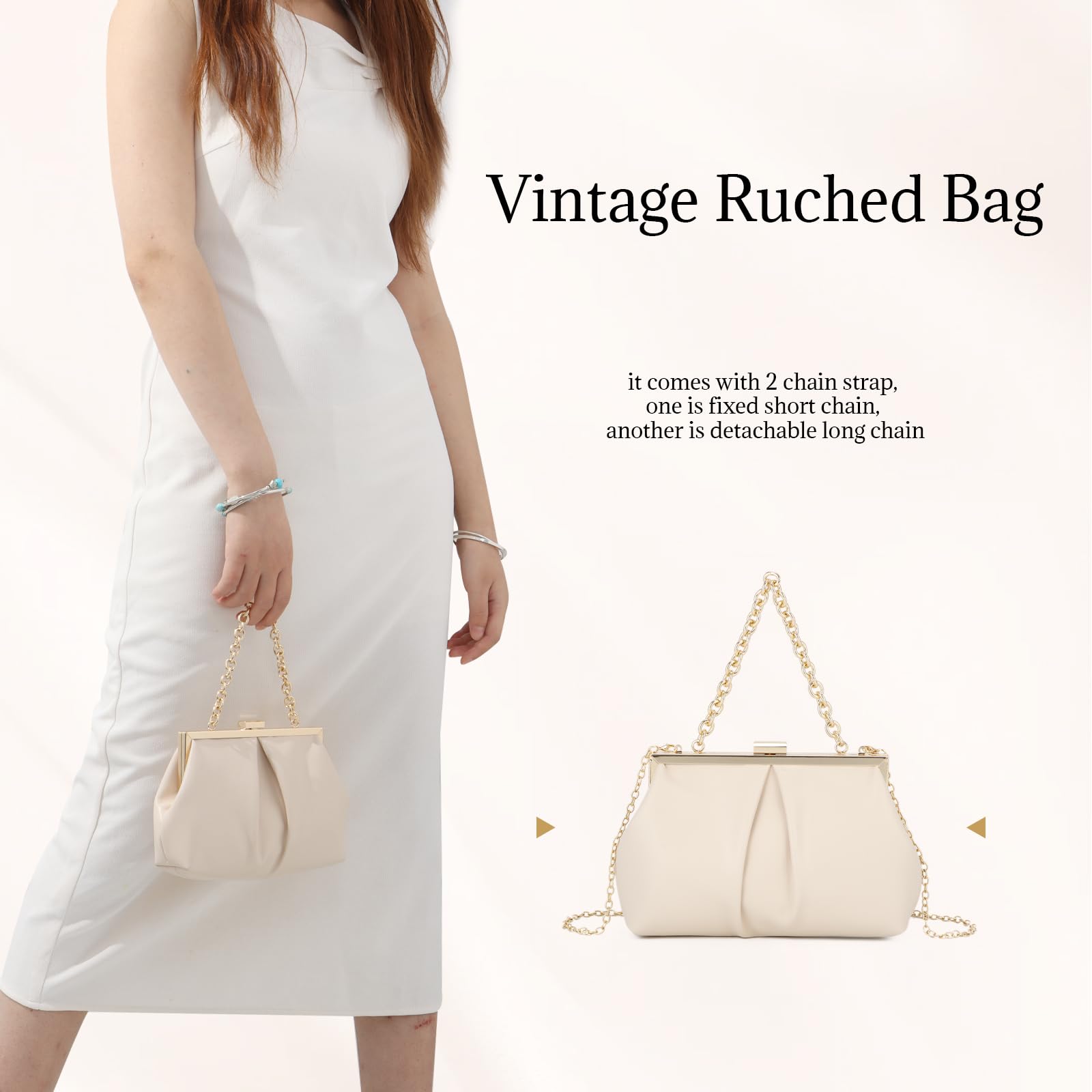 Borsa da sera increspata da donna, pochette plissettata per matrimoni, feste formali