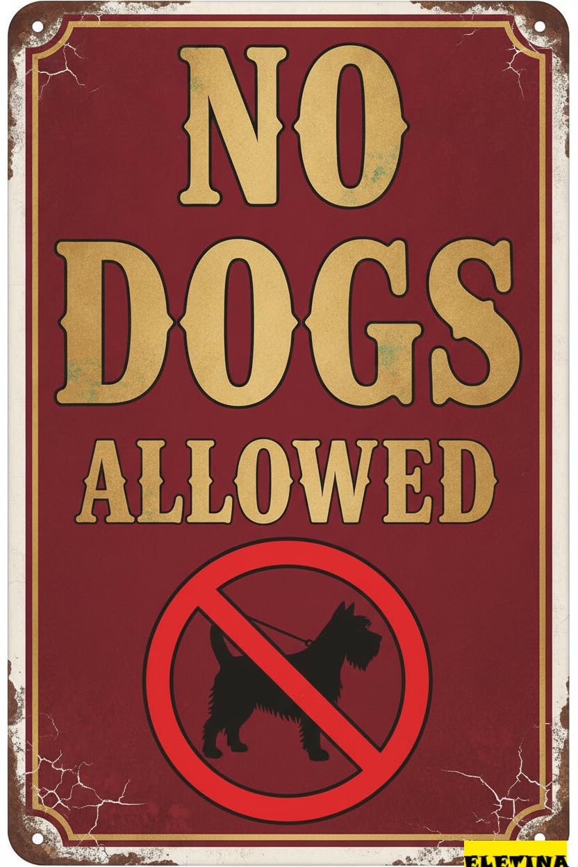 Tin Sign for Man Cave No Dogs Allowed, 8x12 Aluminum Please Keep Off Grass, Do Not Pooping Or Peeing Lawn, Yard, Flower Bed Private Property Decorative