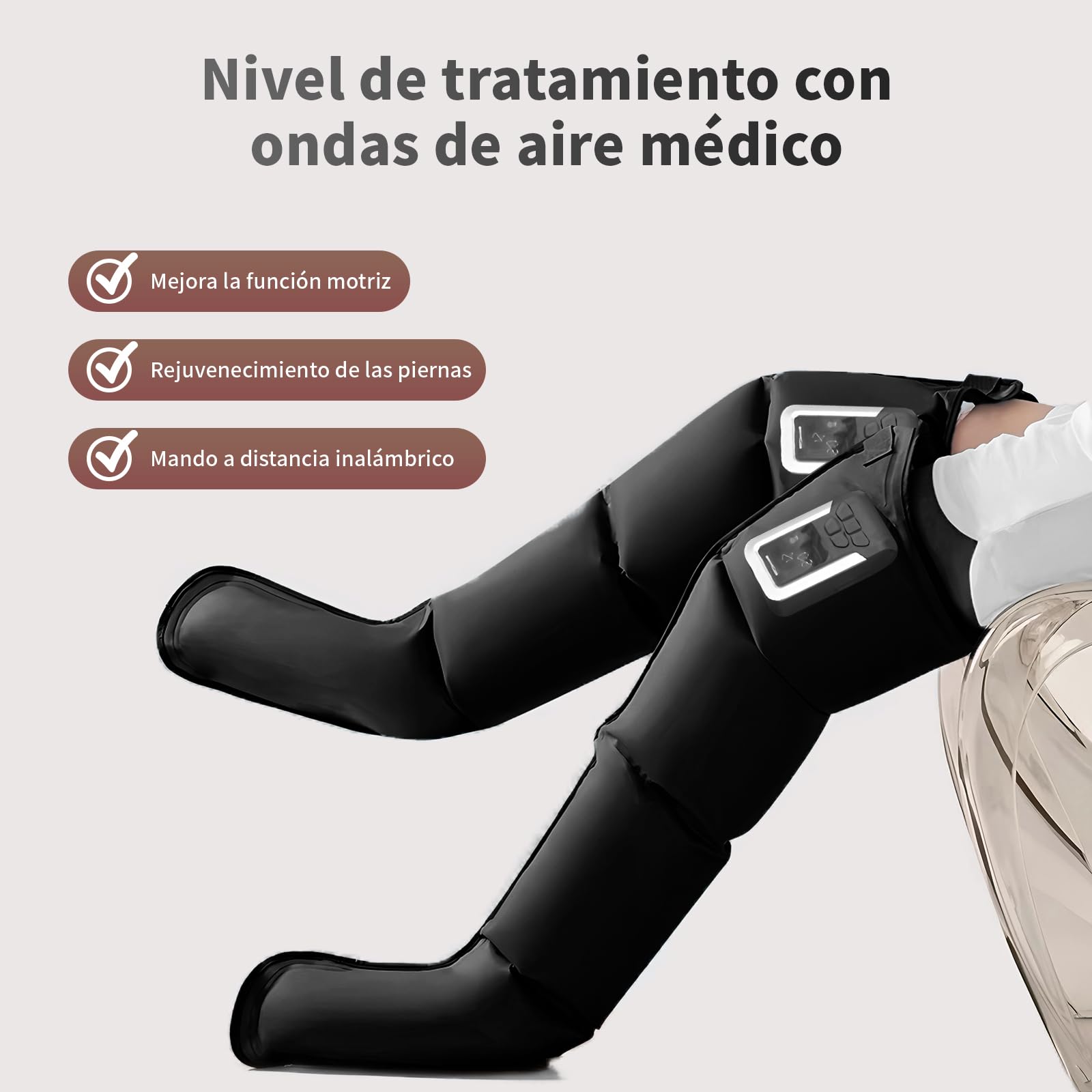 Mono Botas de recuperación inalámbricas de compresión única para regeneración muscular y circulación sanguínea, terapia de ondas de presión (deporte/regeneración/drenaje linfático