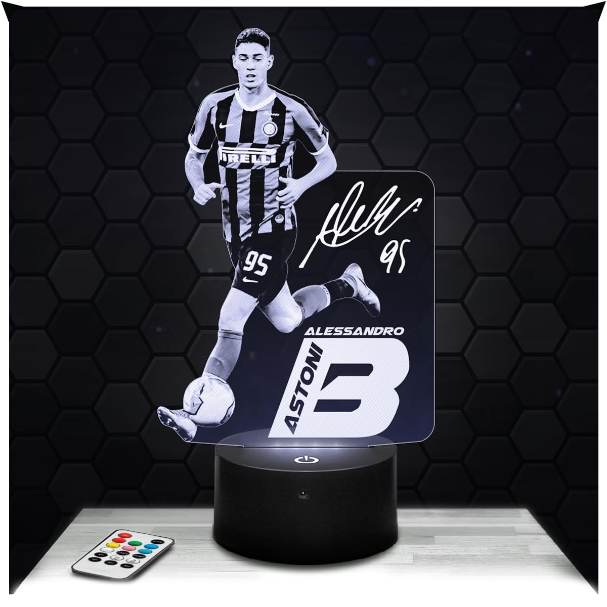 Lampephoto.fr - 3D Lamp Alessandro Bastoni Milan International Italian Footballer, Touch LED Football Night Light, 3D Hologram Effect, Football Gift Idea Christmas Birthday Boy or Girl