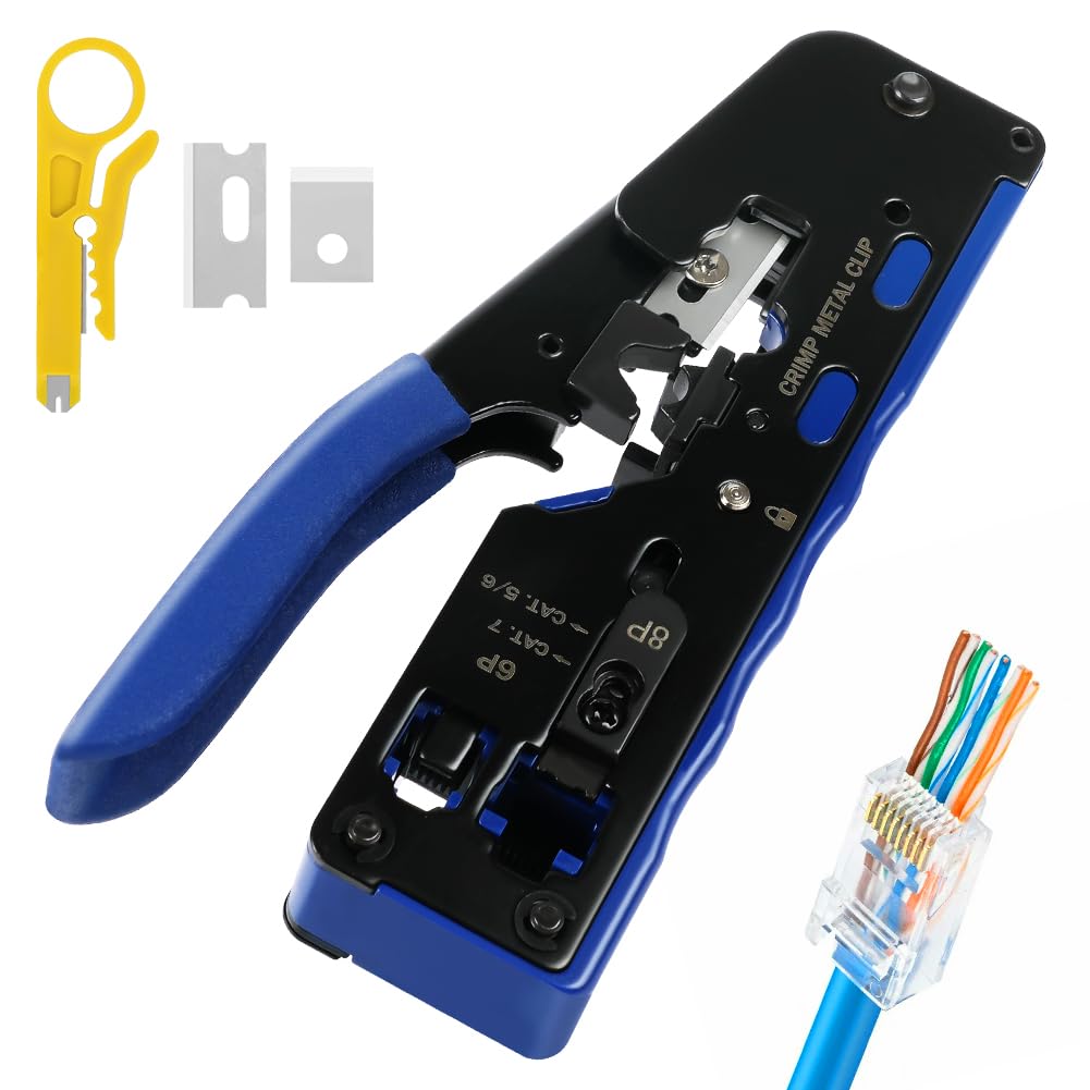 Narzędzie do zaciskania RJ45 do złączy sieciowych Cat5 Cat5e Cat6 Cat6a Cat7 RJ45 Crimp Network Plug and 6P RJ11 Phone Jack All-in-One Narzędzia cięcia, wsporniki cięć, paski
