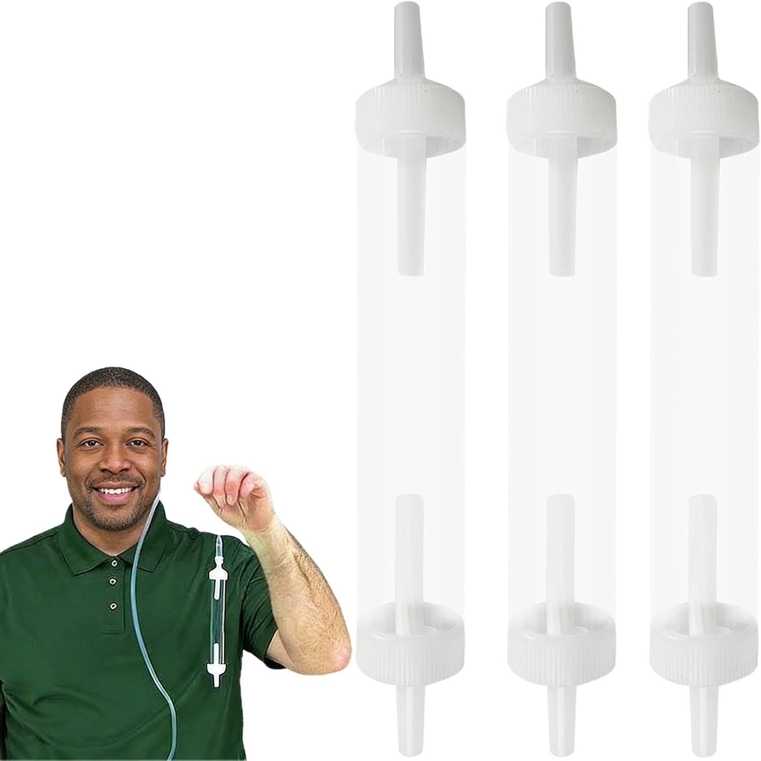 3-Pack Oxygen Tubing in-Line Water Trap with Removable End Caps