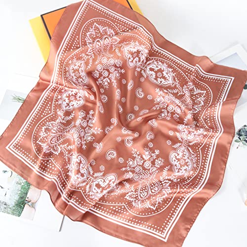 27.5”Silk Feeling Scarf Medium Square Head Scarves - 3PCS Satin Head Scarf Hair Wrap Neck Scarf for Women4