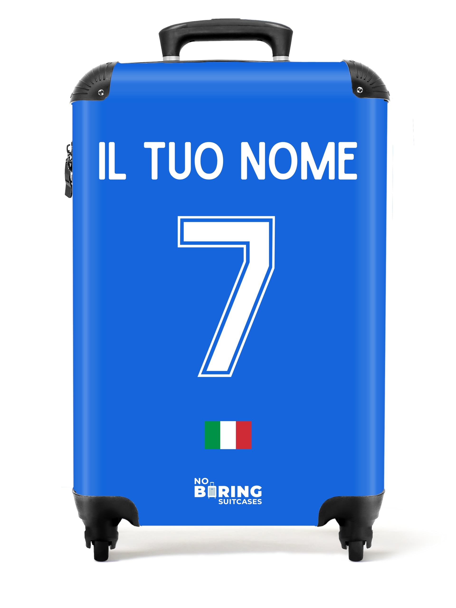 NoBoringSuitcases.com Valigia Trolley Bagaglio Personalizzabile 10 kg 55x40x20 cm (Calcio - Maglia Gara Home Italia 2022 - Blu)