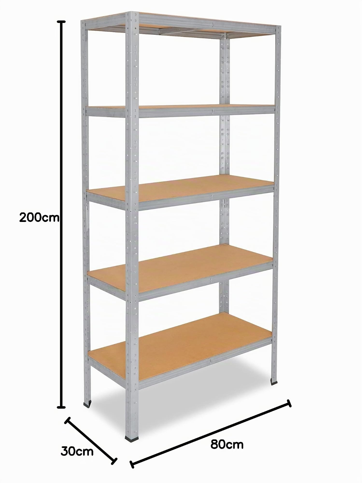 shelfplaza® 200x80x30cm Home Schwerlastregal verzinkt/Metallregal mit 5 Böden/Kellerregal Metall, Garagenregal, Werkstattregal oder Regal Lagerregal/Steckregal Metall mit 175kg Tragkraft