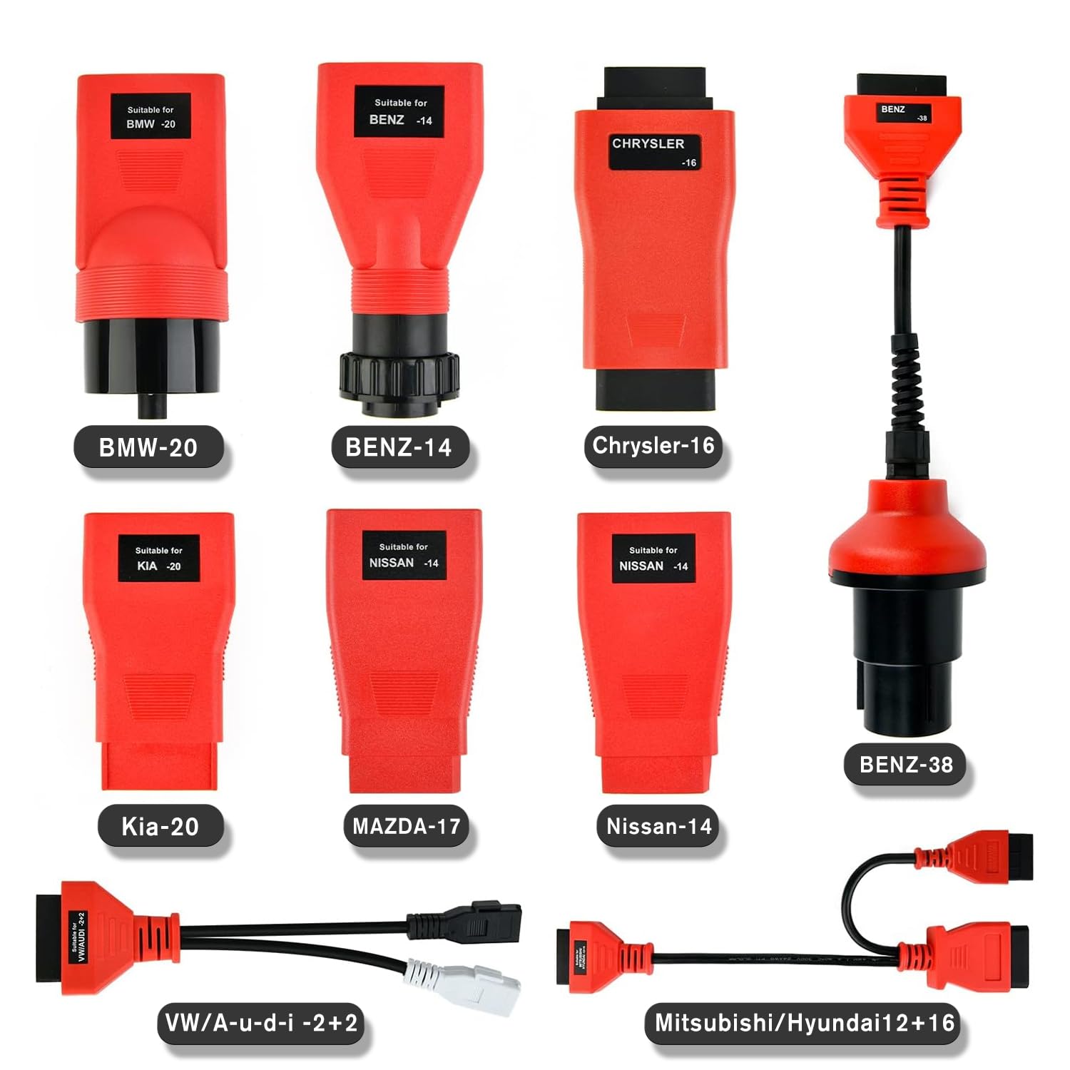 Autel MaxiSys MSOBD2KIT Nicht-OBDII Adapter Set, 9 teilige Anschlüsse für Fahrzeuge Ohne OBD2 Anschluss, OE-Konforme, Kompatibel Allen Autel MK808S MK900 MK808BT MK900 MX808S MS906 Pro Ultra Lite