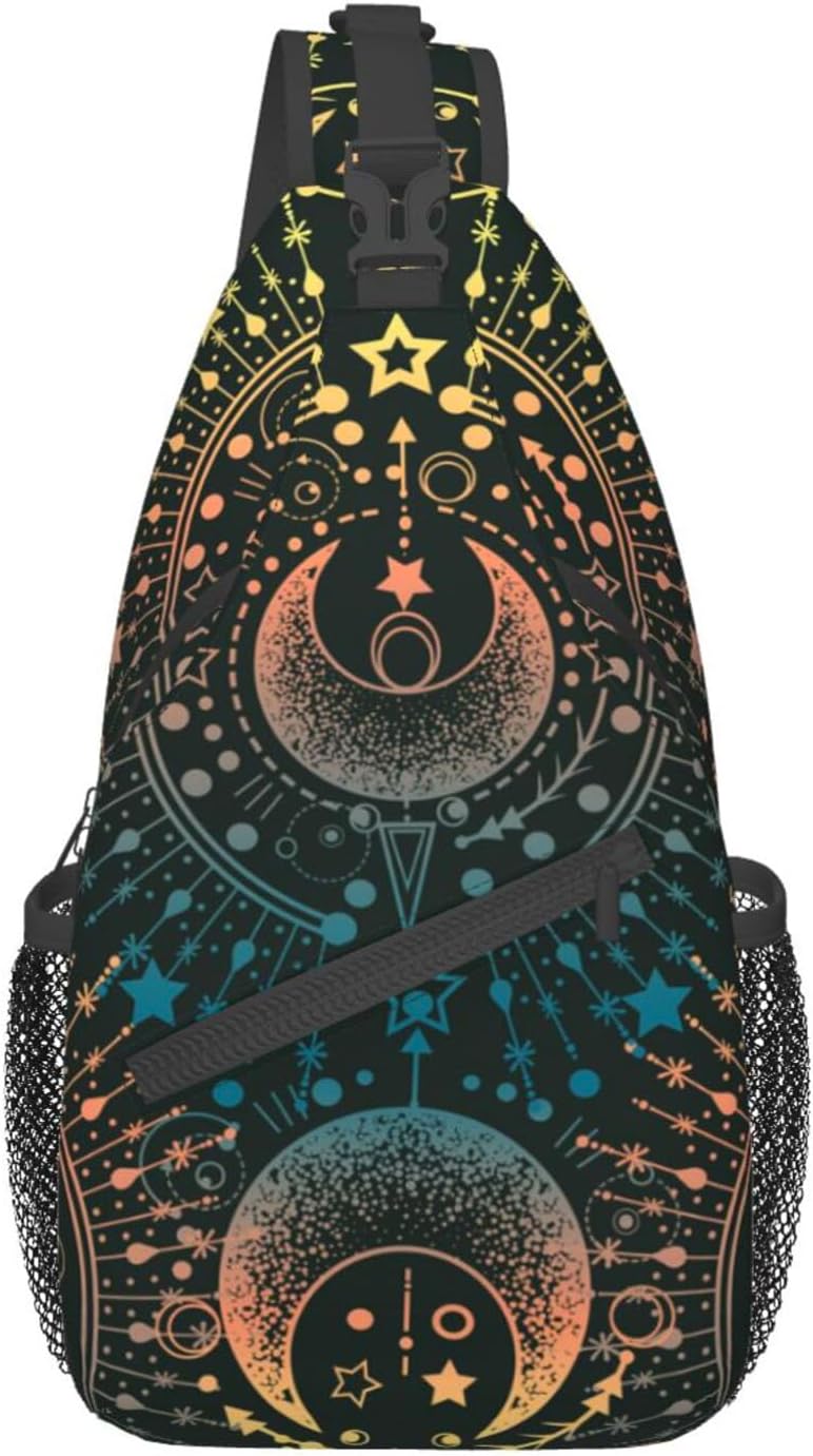VOOHDDY Magical Astrology Moon Star Magic Sling Bag For Women Men Travel Hiking Backpack Crossbody Shoulder Chest Bags Casual Daypack Sport