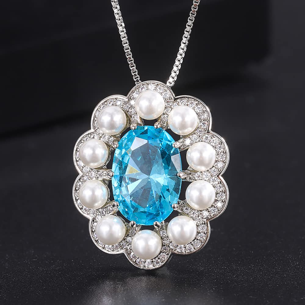Collar con Colgante de Perlas de Aguamarina y rubí de 10x14mm para Mujer, joyería de Piedras Preciosas, Accesorios de Regalo para Mujer