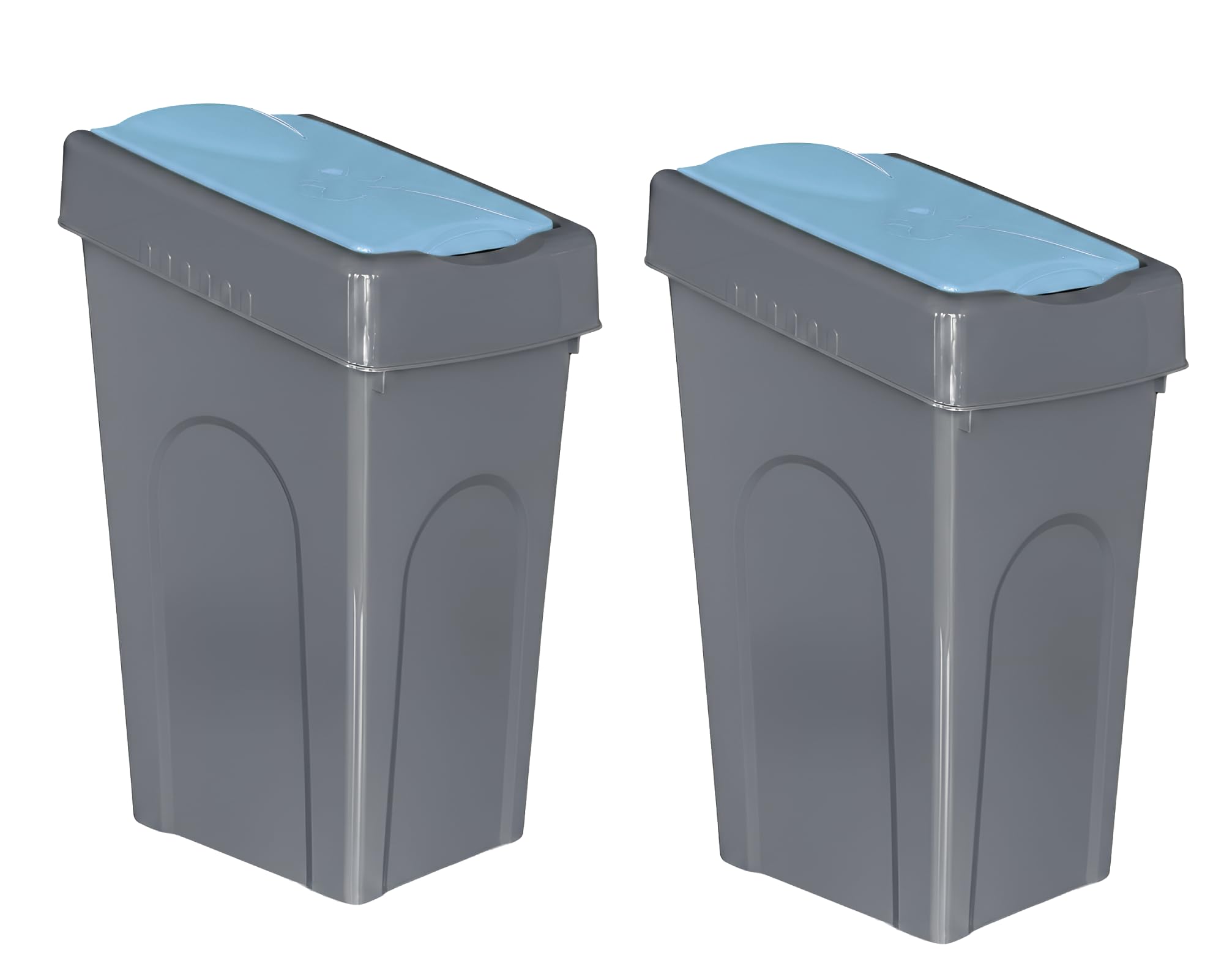 Optimal Products 50L Plastic Recycling Bin Rubbish Dustbin Kitchen Garden Recycle Waste Bin With Lid (Blue, 2)