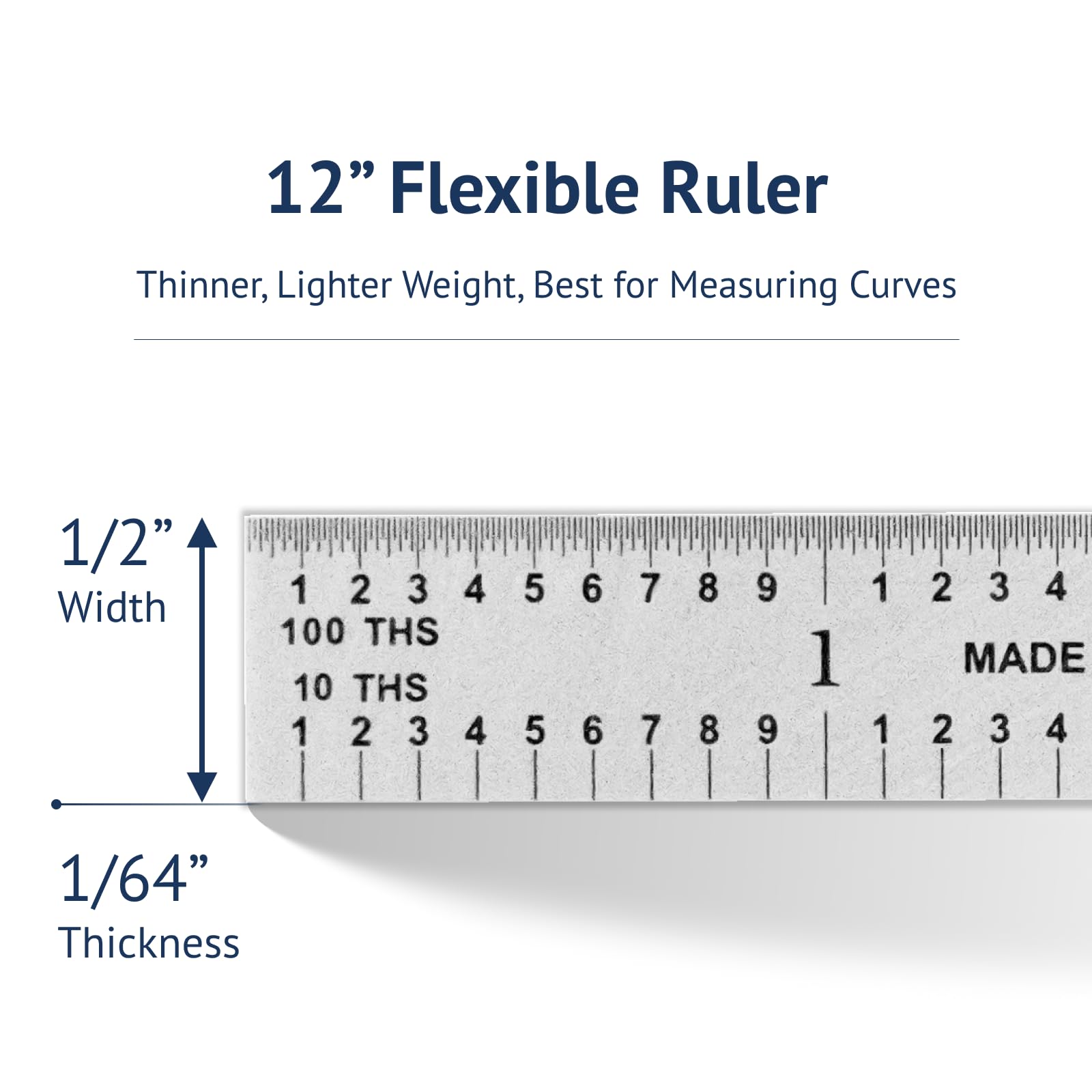PEC Tools 12"/300mm Steel Rule, Slim & Flexible, Made in USA — Amazon image 6
