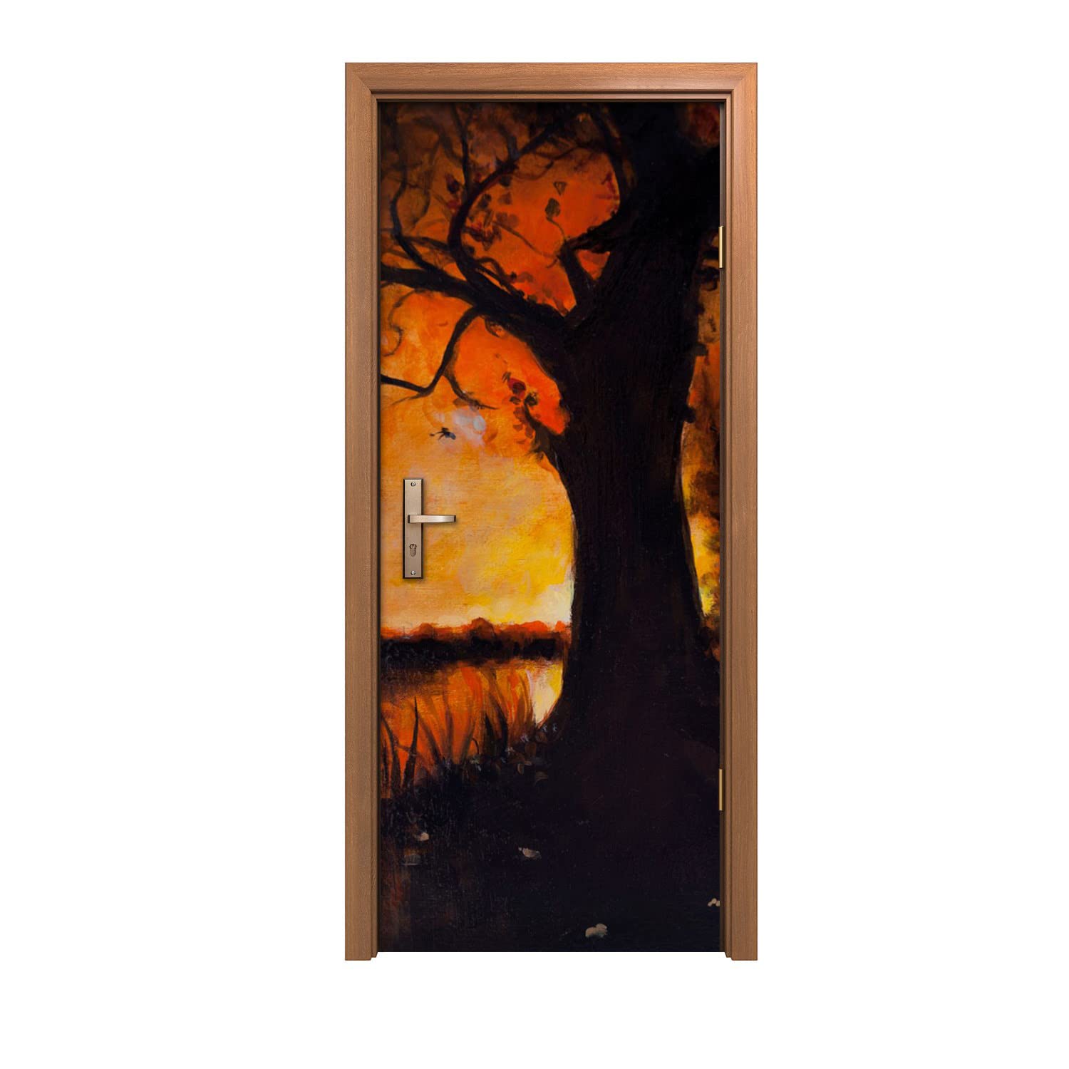 Poster de porte paysage des arbres grand format 90x200cm décoration murale salon
