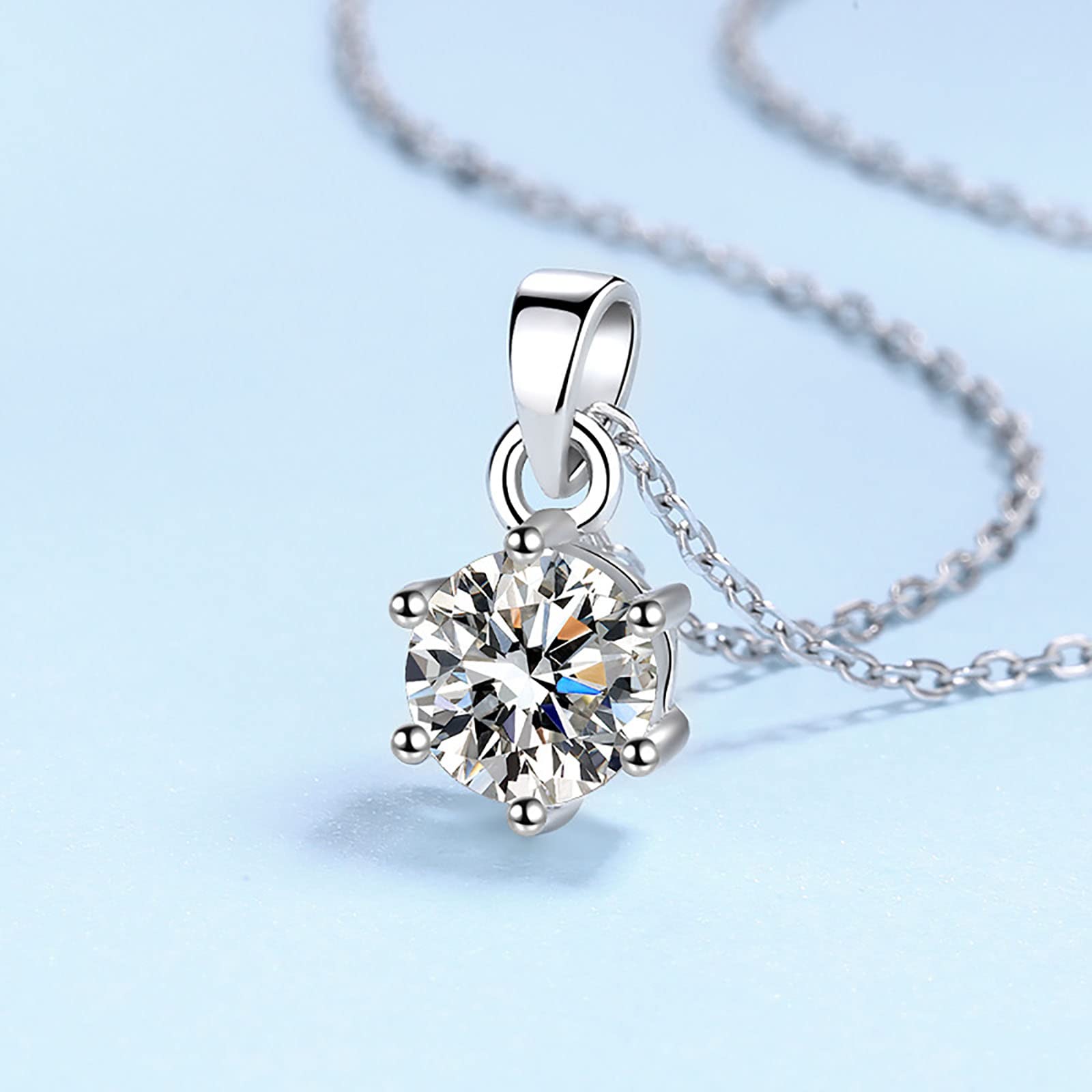Collana da Donna, Collana in Argento Sterling 925 con Moissanite Collana con Ciondolo Irregolare per Donne Ragazze (Argento 40+5 cm)