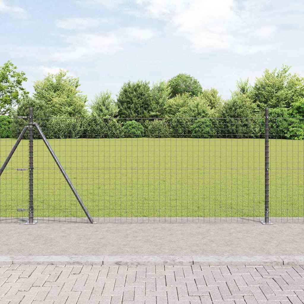 Postes de valla para hormigón gris de acero con recubrimiento en polvo, 26 unidades con base de hormigón, resistente a la intemperie y a la corrosión, para jardín, terraza, patio, montaje