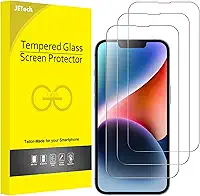 JETech Película de Vidro Temperado de Cobertura Total para iPhone 16e 2025, iPhone 14 6,1 Polegadas, Protetor de Tela 9H, Caso-Amigável, HD Transparente, Pacote com 3