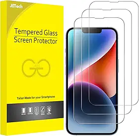 JETech Película de Vidro Temperado de Cobertura Total para iPhone 16e 2025, iPhone 14 6,1 Polegadas, Protetor de Tela 9H, Caso-Amigável, HD Transparente, Pacote com 3