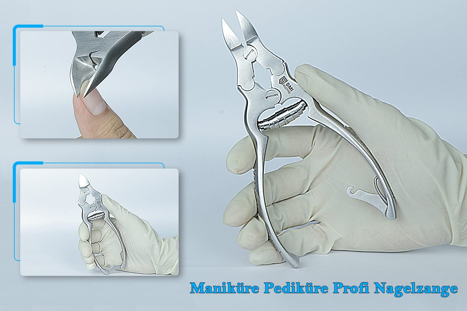 SMI 15,5 cm Tronchese Unghie Piedi per Unghie Spesse, Dure e Incarnite - Tagliaunghie Tronchesino Professionale Unghie Pesante Podologia Molla a Barile Sicurezza Bambino con Custodia